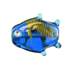 Beads, 19mmx15mm, Glass Fish Fancy, Blue