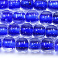 Beads, Glass Beads, 8mm Round Colourlined, COBALT