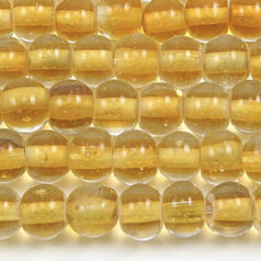 Beads, 6mm Round Colourlined, AMBER