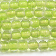 Beads, 6mm Round Colourlined, CHARTREUSE