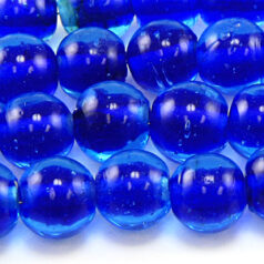 Beads, Glass Beads,  10mm Round Colourlined, AQUA/COBALT