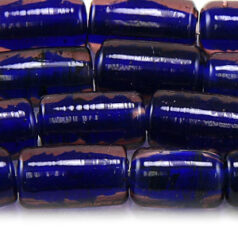Beads, Glass Beads,  15x9mm Tube Colourlined, PURPLE/BLUE