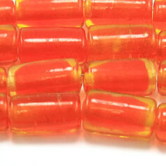 Beads, Glass Beads,  15x9mm Tube Colourlined, YELLOW/ORANGE