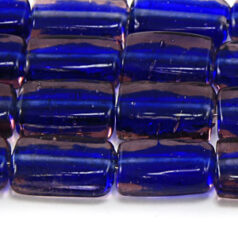 Beads, Glass Beads,  16x11x6 Flat Tube Colourlined, PURPLE/BLUE