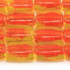 Beads, Glass Beads,  16x11x6 Flat Tube Colourlined, YELLOW/ORANGE
