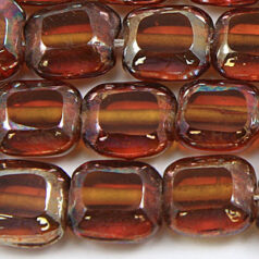 Beads, Glass Beads,  12mm Flat Square Beveled Edge Lustre, TOPAZ