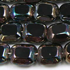 Beads, Glass Beads,  12mm Flat Square Beveled Edge Lustre, JET
