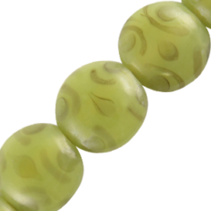 Beads, Glass Beads, 17x10mm - Disc Hole size: 1.5mm - Chartreuse