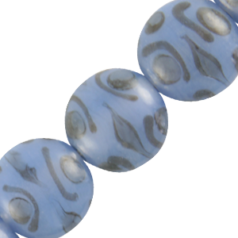 Beads, Glass Beads, 17x10mm - Disc Hole size: 1.5mm - Blue
