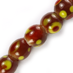 Glass Bead, 5-6mm Round - Blue with spots(Hole Size: 2mm)  - Approx. 90 beads