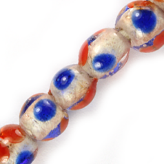 Glass Bead, 5-6mm Round - Transparent with spots(Hole Size: 2mm)  - Approx. 90 beads