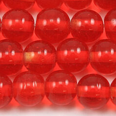 Beads, 10mm Round Transparent, LIGHT RED