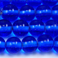 Beads, 10mm Round Transparent, DARK BLUE AQUA