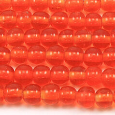 Beads, 6mm Round Transparent, ORANGE