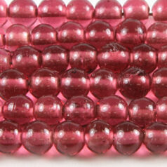 Beads, 6mm Round Transparent, ROSE