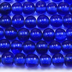 Beads, 6mm Round Transparent, DARK SAPPHIRE