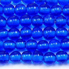 Beads, 6mm Round Transparent, DARK BLUE AQUA