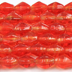 Beads, 6x8mm Diamond Bicone, LIGHT RED
