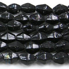 Beads, 6x8mm Bicone, Opaque, BLACK