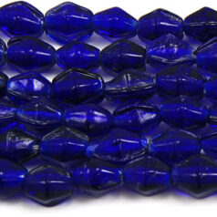 Beads, 6x8mm Diamond Bicone, COBALT BLUE