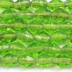 Beads, 6x8mm Diamond Bicone, CHARTREUSE