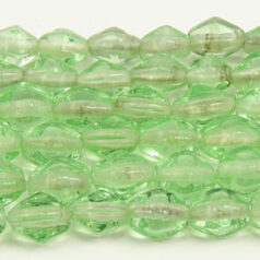 Beads, 6x8mm Diamond Bicone, PALE GREEN