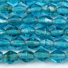 Beads, 6x8mm Diamond Bicone, TEAL