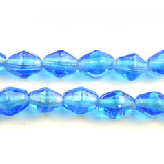 Beads, 6x8mm Diamond Bicone, Dark Blue Aqua