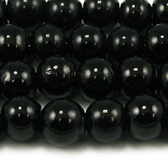 Beads, Glass Beads,  8mm Round,  OPAQUE BLACK