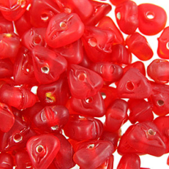 Beads, 4x8mm Nuggets, Transparent Matte, RED