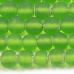 Beads, 8mm Round, Transparent Matte, KIWI GREEN