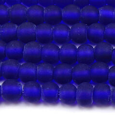 Beads, 6mm Round, Transparent  Matte, COBALT BLUE