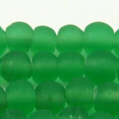 Beads, 6mm Round, Transparent  Matte, GREEN