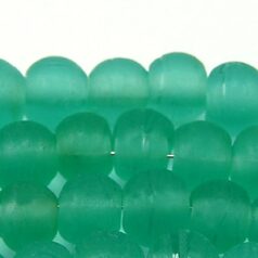 Beads, 6mm Round, Transparent  Matte, TEAL GREEN