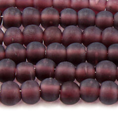 Beads, 6mm Round, Transparent  Matte, PURPLE