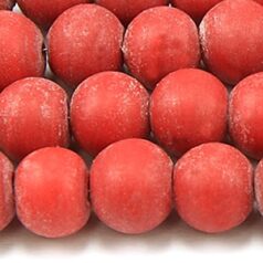 Beads, 10mm Round, Opaque Frost, RED