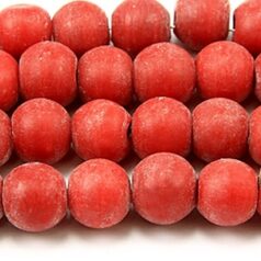 Beads, 8mm Round, Opaque Frost, RED