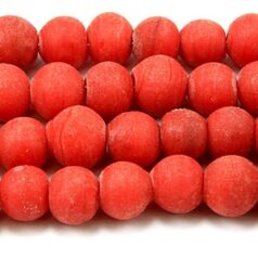 Beads,  6mm Round,  Opaque Frost, RED