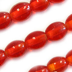 Beads, Glass Beads, 8x10mm Oval Transparent, ORANGE