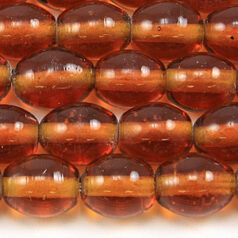 Beads, Glass Beads, 8x10mm Oval Transparent, AMBER