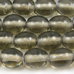 Beads, Glass Beads, 8x10mm Oval Transparent, GREY