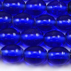 Beads, Glass Beads, 8x10mm Oval Transparent, DARK SAPPHIRE