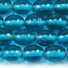 Beads, Glass Beads, 8x10mm Oval Transparent, TEAL