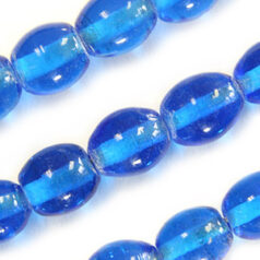 Beads, Glass Beads, 8x10mm Oval Transparent, DARK BLUE AQUA