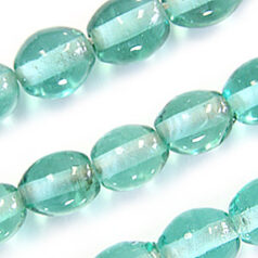 Beads, Glass Beads, 8x10mm Oval Transparent, LIGHT GREEN AQUA