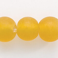 Glass Beads - 15mm Round -Transparent Matte, Yellow(hole size 3.6mm)
