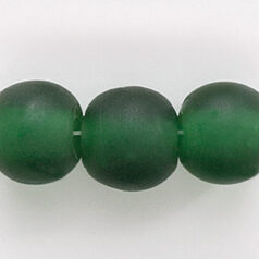 Glass Beads - 15mm Round -Transparent Matte, Emerald Green(hole size 3.6mm)