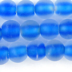 Glass Beads - 8mm Round - Matte Colourlined - Light Blue
