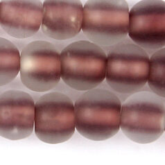 Glass Beads - 8mm Round - Matte Colourlined - Mauve