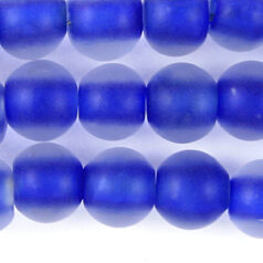 Glass Beads - 8mm Round - Matte Colourlined - Cobalt Blue